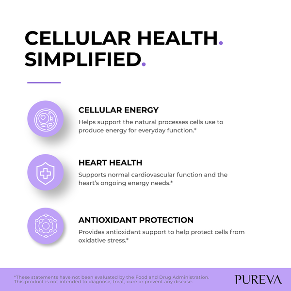Cellular Health Simplified: cellular energy production, heart health support, antioxidant protection from oxidative stress