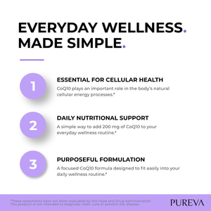 Everyday wellness made simple: essential CoQ10 for cells, daily 200mg support, focused formulation