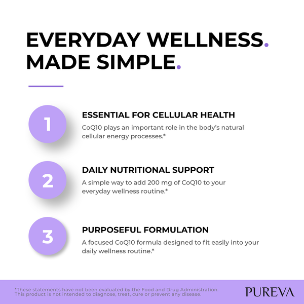 Everyday wellness made simple: essential CoQ10 for cells, daily 200mg support, focused formulation