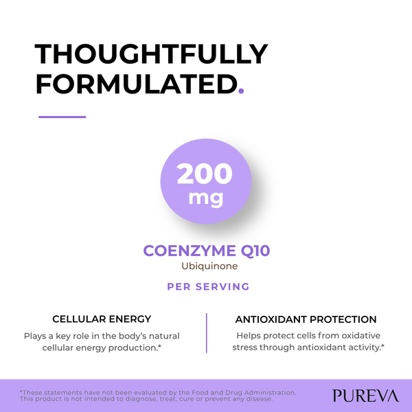 Thoughtfully formulated: 200mg CoQ10 Ubiquinone per serving for cellular energy and antioxidant protection