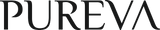 The brand name PUREVA in a stylized black serif font on a solid white background.